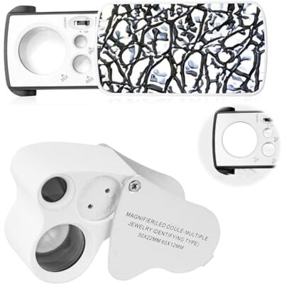 mizikuu Lot de 2 loupes de bijoutier pliantes avec lumière LED et UV 30 x 60 x 90 x 90 x 30 x 90 x 90 x Pour pierres précieuses, bijoux, pièces de monnaie, timbres, pièces de monnaie, antiquités mizikuu Lot de 2 loupes de bijoutier pliantes avec lumière LED et UV 30 x 60 x 90 x 90 x 30 x 90 x 90 x Pour pierres précieuses, bijoux, pièces de monnaie, timbres, pièces de monnaie, antiquités