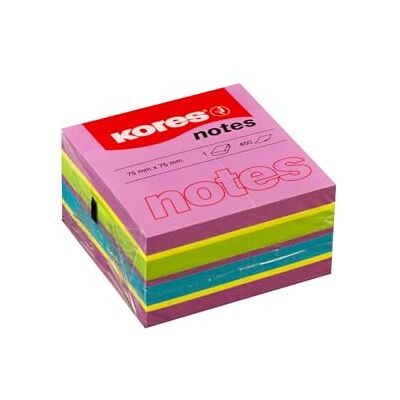 Kores Notes Autocollantes Cube Spring, Bloc-Notes Autocollant Coloré, 75 x 75 mm, 1 Paquet de 450 Feuilles en 4 Couleurs Assorties Kores Notes Autocollantes Cube Spring, Bloc-Notes Autocollant Coloré, 75 x 75 mm, 1 Paquet de 450 Feuilles en 4 Couleurs Assorties
