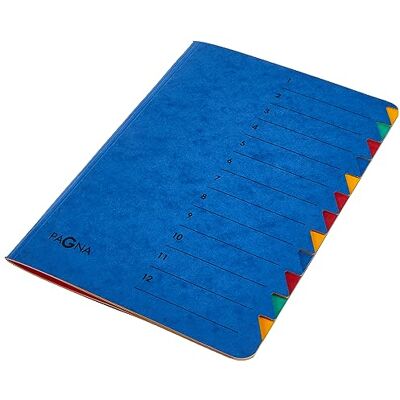 Pagna P2413102 Trieur bleu DIN A4 carton aggloméré Nombre de compartiments: 12 Pagna P2413102 Trieur bleu DIN A4 carton aggloméré Nombre de compartiments: 12
