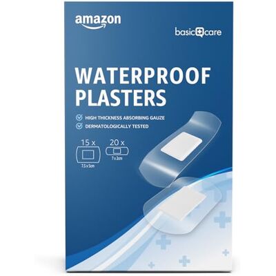 by Amazon Healthcare Waterproof Plasters (transparent « Second Skin » High Protection), 35 pièces (1 paquet) (auparavant une marque Amazon Basic Care, même produit) by Amazon Healthcare Waterproof Plasters (transparent « Second Skin » High Protection), 35 pièces (1 paquet) (auparavant une marque Amazon Basic Care, même produit)