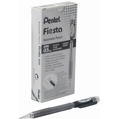 Pentel Fiesta Porte-mines Pointe 0,5 mm Corps noir Lot de 12 Pentel Fiesta Porte-mines Pointe 0,5 mm Corps noir Lot de 12