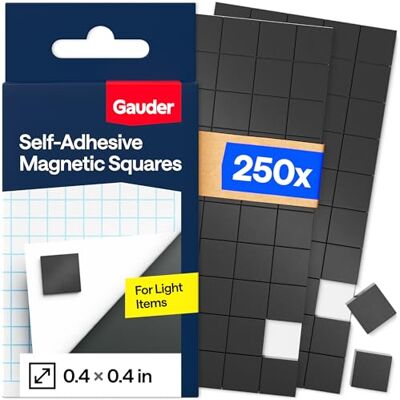 GAUDER Lot de 250 plaquettes magnétiques autocollantes puissantes pour bricolage Aimants à coller pour objets légers Aimants adhésifs (10 x 10 x 2 mm) GAUDER Lot de 250 plaquettes magnétiques autocollantes puissantes pour bricolage Aimants à coller pour objets légers Aimants adhésifs (10 x 10 x 2 mm)