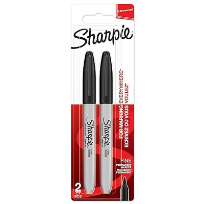 Sharpie marqueurs indélébiles pointe fine encre noir permanent Lot de 2 Sharpie marqueurs indélébiles pointe fine encre noir permanent Lot de 2