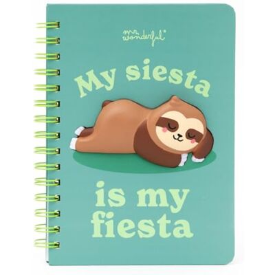 Mr. Wonderful Carnet A5 3D squishy paresseux My siesta is my fiesta Mr. Wonderful Carnet A5 3D squishy paresseux My siesta is my fiesta