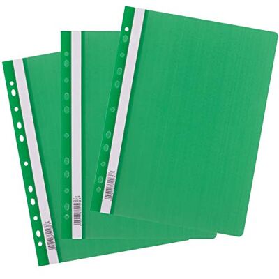 D.RECT Lot de 25 chemises A4 avec perforation en plastique avec couverture avant transparente Classeur en plastique en film PP Perforé – Perforation européenne verte D.RECT Lot de 25 chemises A4 avec perforation en plastique avec couverture avant transparente Classeur en plastique en film PP Perforé – Perforation européenne verte