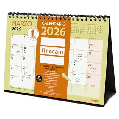 Finocam Calendrier de bureau 2026 mois vue janvier décembre 2026 + sept. Déc. 2025 (4 mois) réduits Calendrier 2026 Planificateur mensuel Grafik Espagnol Finocam Calendrier de bureau 2026 mois vue janvier décembre 2026 + sept. Déc. 2025 (4 mois) réduits Calendrier 2026 Planificateur mensuel Grafik Espagnol