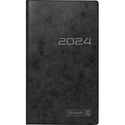 BRUNNEN Agenda semainier Kompagnon modèle 758 2024 1 page = 1 semaine Taille de la feuille 8,7 x 15,3 cm Noir BRUNNEN Agenda semainier Kompagnon modèle 758 2024 1 page = 1 semaine Taille de la feuille 8,7 x 15,3 cm Noir