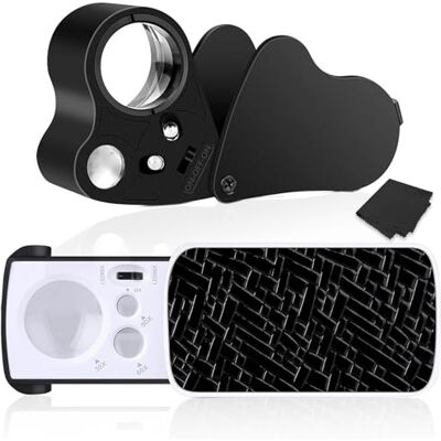 Ruikdly Lot de 2 loupes de bijoutier 30 x 60 x 90 x 90 x Avec lumière LED UV En métal Pour pierres précieuses, bijoux, roches, timbres, pièces de monnaie, antiquités Avec chiffon à lunettes Ruikdly Lot de 2 loupes de bijoutier 30 x 60 x 90 x 90 x Avec lumière LED UV En métal Pour pierres précieuses, bijoux, roches, timbres, pièces de monnaie, antiquités Avec chiffon à lunettes