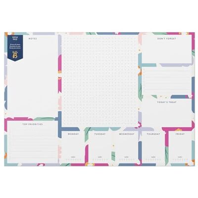 Busy B Sous-main A3 à motif floral avec 36 feuilles détachables, rappels, notes et planificateur annuel pratique Busy B Sous-main A3 à motif floral avec 36 feuilles détachables, rappels, notes et planificateur annuel pratique