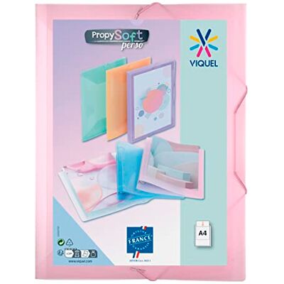 Viquel Chemise plastique a4 avec rabat et fermeture à élastiques Chemise plastique personnalisable Propysoft Fabriqué en France Rose pastel Viquel Chemise plastique a4 avec rabat et fermeture à élastiques Chemise plastique personnalisable Propysoft Fabriqué en France Rose pastel