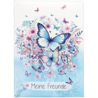 Goldbuch 43 155 Livre d'amis DIN A5 Motif jardin de papillons Livre d'amitié pour crèche et école, 84 pages illustrées, couverture plastifiée avec impression papillons, bleu et blanc Goldbuch 43 155 Livre d'amis DIN A5 Motif jardin de papillons Livre d'amitié pour crèche et école, 84 pages illustrées, couverture plastifiée avec impression papillons, bleu et blanc