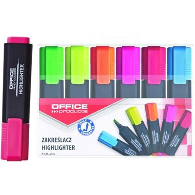 OFFICER PRODUCTS PRODUCTS Lot de 6 surligneurs fluorescents Épaisseur de trait : 1 à 5 mm Couleur : jaune, Oragne, rose, vert, rouge, bleu/surligneur Encre non toxique Pointe biseautée OFFICER PRODUCTS PRODUCTS Lot de 6 surligneurs fluorescents Épaisseur de trait : 1 à 5 mm Couleur : jaune, Oragne, rose, vert, rouge, bleu/surligneur Encre non toxique Pointe biseautée