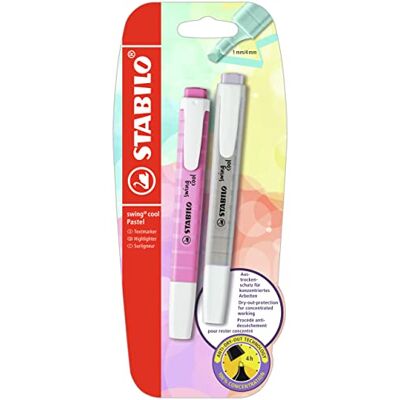 STABILO Surligneur swing cool Pastel Blister x 2 surligneurs pastel gris + mauve STABILO Surligneur swing cool Pastel Blister x 2 surligneurs pastel gris + mauve