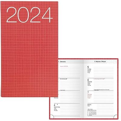 Idena 11032 Agenda de poche 2024 Ladytimer Graphic rouge, 87 x 153 mm, 128 pages, semainier avec couverture flexible Idena 11032 Agenda de poche 2024 Ladytimer Graphic rouge, 87 x 153 mm, 128 pages, semainier avec couverture flexible
