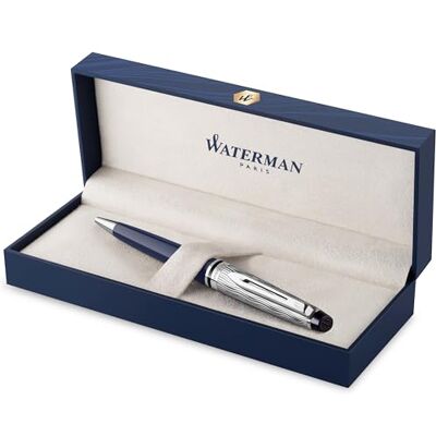 WATERMAN Expert Stylo bille Laqué gris métallique et bleu Capuchon biseauté Encre bleue Écrin WATERMAN Expert Stylo bille Laqué gris métallique et bleu Capuchon biseauté Encre bleue Écrin