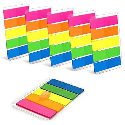 Waytex 750 Marque-page autocollants plastifiés 6 pochettes de 5 mini blocs de 25 feuillets couleurs néon 45 x 12 mm adhésifs repositionnables Waytex 750 Marque-page autocollants plastifiés 6 pochettes de 5 mini blocs de 25 feuillets couleurs néon 45 x 12 mm adhésifs repositionnables