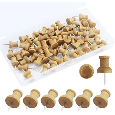 EASYKEENECOM Lot de 60 punaises décoratives en bois Couleur café Pour panneau en liège, carte, photos, travaux manuels EASYKEENECOM Lot de 60 punaises décoratives en bois Couleur café Pour panneau en liège, carte, photos, travaux manuels