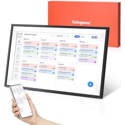 Cologamo Calendrier numérique de 39,6 cm et tableau des corvées, écran tactile interactif intelligent pour horaires familiaux, cadeau pour mère, maman, femme, grand-père (noir) Cologamo Calendrier numérique de 39,6 cm et tableau des corvées, écran tactile interactif intelligent pour horaires familiaux, cadeau pour mère, maman, femme, grand-père (noir)