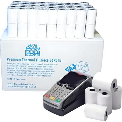 Dragon Lot de 500 rouleaux de papier thermique pour tickets de caisse enregistreuse, 57 x 40 mm Dragon Lot de 500 rouleaux de papier thermique pour tickets de caisse enregistreuse, 57 x 40 mm
