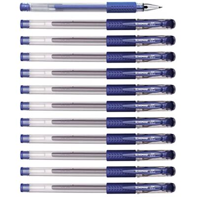 DONAU Lot de 12 stylos à bille à encre gel Bleu classique Diamètre de la bille 0,5 mm Encre résistante à l'eau et ne se décolore pas DONAU Lot de 12 stylos à bille à encre gel Bleu classique Diamètre de la bille 0,5 mm Encre résistante à l'eau et ne se décolore pas