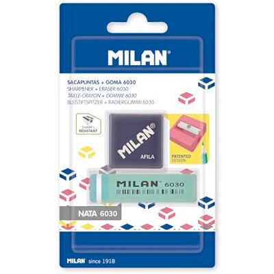 MILAN Blister taille-crayon Afila + gomme en plastique 6030 MILAN Blister taille-crayon Afila + gomme en plastique 6030