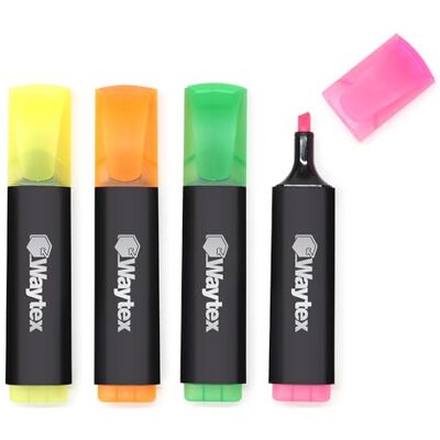Waytex 931518 Surligneurs Fluo Lot de 4 Couleurs assorties, Pochette de 4 feutres à Pointe Biseautée, Jaune, Orange, Vert, Bleu, pour le bureau, l’école et la maison Waytex 931518 Surligneurs Fluo Lot de 4 Couleurs assorties, Pochette de 4 feutres à Pointe Biseautée, Jaune, Orange, Vert, Bleu, pour le bureau, l’école et la maison