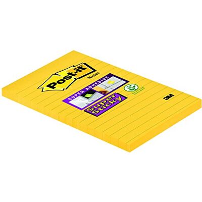 Post-it Notes Autocollantes Super Sticky, Grand Format XXL, Lignées, 101 mm x 152 mm, 6 Blocs, 90 Feuilles par Bloc Feuillets Super Adhésifs pour Prise de Notes, Listes de Tâches et Rappels Post-it Notes Autocollantes Super Sticky, Grand Format XXL, Lignées, 101 mm x 152 mm, 6 Blocs, 90 Feuilles par Bloc Feuillets Super Adhésifs pour Prise de Notes, Listes de Tâches et Rappels