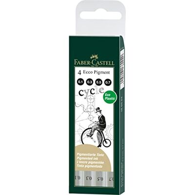 Faber-Castell 166004 Set de 4 stylos à encre ECCO-PIGMENT, résistant à l'eau, contenu : 0,1 mm, 3 mm, 5 mm, 7 mm, noir Faber-Castell 166004 Set de 4 stylos à encre ECCO-PIGMENT, résistant à l'eau, contenu : 0,1 mm, 3 mm, 5 mm, 7 mm, noir