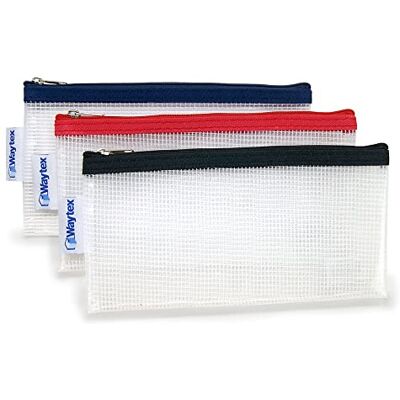 Waytex Pochette Transparente Zippée, Trame textile Résistante en EVA sans PVC, format 22 x 11 cm Lot de 3 assorties Waytex Pochette Transparente Zippée, Trame textile Résistante en EVA sans PVC, format 22 x 11 cm Lot de 3 assorties