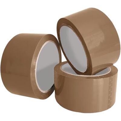 ARVO Lot de 3 rubans adhésifs d'emballage à usage général à faible bruit – 48 mm x 60 m, ruban adhésif marron pour boîtes d'emballage, ruban d'emballage pour déménagement (lot de 3, marron) ARVO Lot de 3 rubans adhésifs d'emballage à usage général à faible bruit – 48 mm x 60 m, ruban adhésif marron pour boîtes d'emballage, ruban d'emballage pour déménagement (lot de 3, marron)