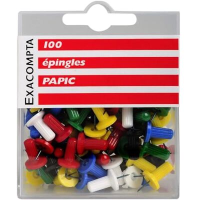 EXACOMPTA 14996E Boîte de 100 Epingles Papic diamètre 10 mm Couleurs Assorties EXACOMPTA 14996E Boîte de 100 Epingles Papic diamètre 10 mm Couleurs Assorties
