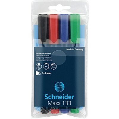 Schneider Maxx 133 Marqueur permanent Bleu Foncé Pochette de 4 Schneider Maxx 133 Marqueur permanent Bleu Foncé Pochette de 4