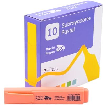 RAYLU PAPER Surligneurs fluorescents à pointe biseautée, lot de 10 marqueurs fluorescents avec trait de 2 à 5 mm, marqueurs fluorescents pour organisation Orange pastel RAYLU PAPER Surligneurs fluorescents à pointe biseautée, lot de 10 marqueurs fluorescents avec trait de 2 à 5 mm, marqueurs fluorescents pour organisation Orange pastel