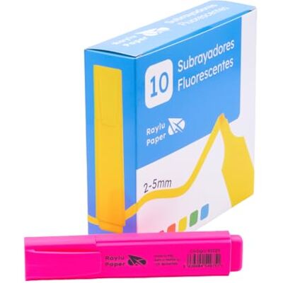 RAYLU PAPER Surligneurs fluorescents avec pointe biseautée, lot de 10 marqueurs fluorescents avec trait de 2 à 5 mm, marqueurs fluorescents pour organisation (Rose) RAYLU PAPER Surligneurs fluorescents avec pointe biseautée, lot de 10 marqueurs fluorescents avec trait de 2 à 5 mm, marqueurs fluorescents pour organisation (Rose)