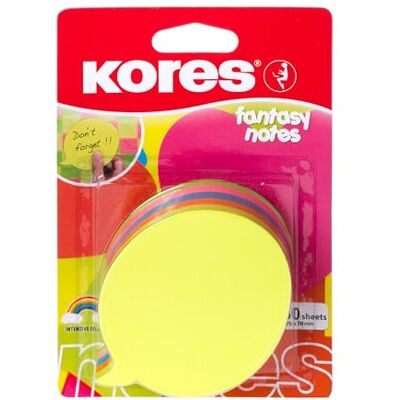 Kores Fantaisie : Notes Autocollantes en Forme de Bulle, Bloc-Notes Autocollant Coloré, 70 x 70mm, Paquet de 1 x 250 Feuilles en 5 Couleurs Assorties Kores Fantaisie : Notes Autocollantes en Forme de Bulle, Bloc-Notes Autocollant Coloré, 70 x 70mm, Paquet de 1 x 250 Feuilles en 5 Couleurs Assorties