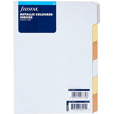 Filofax 6 onglets vierges métalliques A5 Filofax 6 onglets vierges métalliques A5