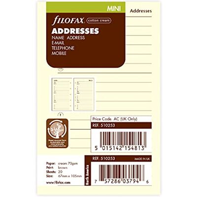 Filofax Mini bloc-notes Nom/adresse/numéro de téléphone Crème (Import Royaume Uni) Filofax Mini bloc-notes Nom/adresse/numéro de téléphone Crème (Import Royaume Uni)