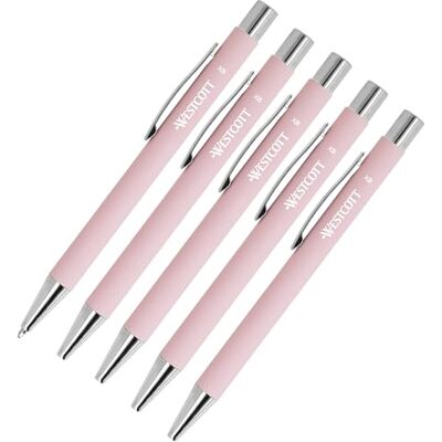 Westcott Lot de 5 stylos à bille haut de gamme E-745013 00 Rose En aluminium Indélébile avec encre bleue Épaisseur de trait XB 1,4 mm Westcott Lot de 5 stylos à bille haut de gamme E-745013 00 Rose En aluminium Indélébile avec encre bleue Épaisseur de trait XB 1,4 mm