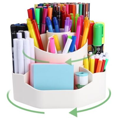 Fuxoro Organisateur de Bureau Rotatif Porte-Stylos Pivotant Rotatif Pot a Crayon 360 Degrés, 2 en 1 Rangement Bureau, avec 13 Compartiments Organiseur, pour Papeterie, Maquillage, L'artisanat Fuxoro Organisateur de Bureau Rotatif Porte-Stylos Pivotant Rotatif Pot a Crayon 360 Degrés, 2 en 1 Rangement Bureau, avec 13 Compartiments Organiseur, pour Papeterie, Maquillage, L'artisanat