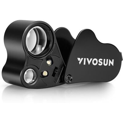 VIVOSUN Loupe de bijoutier pliable avec lumière LED pour bijoux, pierres précieuses, montres, pièces de monnaie, timbres, antiquités, noir VIVOSUN Loupe de bijoutier pliable avec lumière LED pour bijoux, pierres précieuses, montres, pièces de monnaie, timbres, antiquités, noir