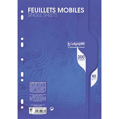 Calligraphe 2677C Un Paquet de Feuillets Mobiles Perforés sous Film (une Marque de Clairefontaine) A4 21x29,7 cm 200 Pages Petits Carreaux Papier 80 g Calligraphe 2677C Un Paquet de Feuillets Mobiles Perforés sous Film (une Marque de Clairefontaine) A4 21x29,7 cm 200 Pages Petits Carreaux Papier 80 g