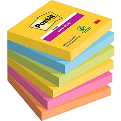 Post-it Notes Super Sticky, Couleurs Carnival, 76mm x76mm, 90feuilles/bloc, 6 blocs/paquet Post-it Notes Super Sticky, Couleurs Carnival, 76mm x76mm, 90feuilles/bloc, 6 blocs/paquet