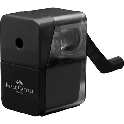 Faber-Castell Taille-crayon avec manivelle noire Taille-crayon manuel pour crayons et crayons de couleur jusqu'à 8,4 mm, taille-crayon 5,5 x 6,5 x 9 cm Faber-Castell Taille-crayon avec manivelle noire Taille-crayon manuel pour crayons et crayons de couleur jusqu'à 8,4 mm, taille-crayon 5,5 x 6,5 x 9 cm