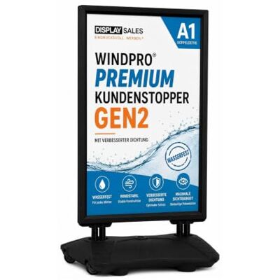 DISPLAY SALES WindPro Support pour affiche de qualité supérieure Butoir de client pour l'extérieur Format A1 Noir Support publicitaire utilisable des deux côtés pour 2 affiches DISPLAY SALES WindPro Support pour affiche de qualité supérieure Butoir de client pour l'extérieur Format A1 Noir Support publicitaire utilisable des deux côtés pour 2 affiches