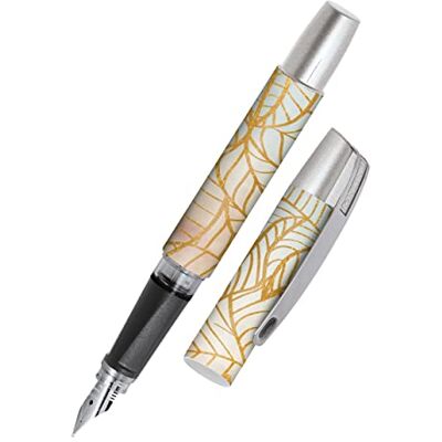 Online Campus Golden Leaves Stylo à encre, avec poignée ergonomique, cartouches d'encre standard, plume en iridium moyenne, pour l'école, l'université, les écrivains fréquents Online Campus Golden Leaves Stylo à encre, avec poignée ergonomique, cartouches d'encre standard, plume en iridium moyenne, pour l'école, l'université, les écrivains fréquents