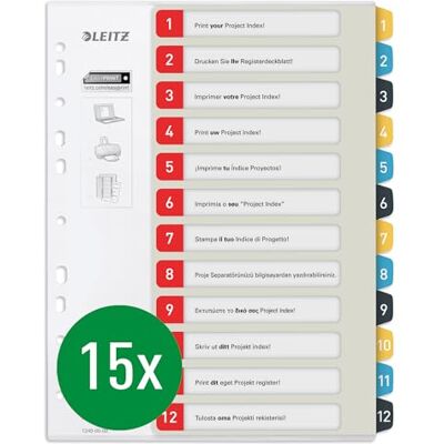 Leitz Cosy Series 12480000 Lot de 15 intercalaires inscriptibles pour PC Multicolore Format A4 1-12 Leitz Cosy Series 12480000 Lot de 15 intercalaires inscriptibles pour PC Multicolore Format A4 1-12