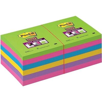 Post-it Super Sticky Notes, Couleurs Assorties, Pack de 12 Blocs, 90 Feuilles par Bloc, 76 mm x 76 mm Notes Super Adhésives pour Prise de Notes, Listes de Tâches et Rappels Post-it Super Sticky Notes, Couleurs Assorties, Pack de 12 Blocs, 90 Feuilles par Bloc, 76 mm x 76 mm Notes Super Adhésives pour Prise de Notes, Listes de Tâches et Rappels