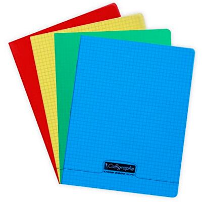 Calligraphe 18350C Lot de 3 Cahiers Agrafés (une Marque de Clairefontaine) 17x22 cm 192 Pages Petits Carreaux Papier Blanc 90 g Couverture Polypro Transparent Couleurs Aléatoires Calligraphe 18350C Lot de 3 Cahiers Agrafés (une Marque de Clairefontaine) 17x22 cm 192 Pages Petits Carreaux Papier Blanc 90 g Couverture Polypro Transparent Couleurs Aléatoires
