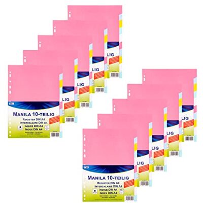 TSI Lot de 10 intercalaires en carton solide Manille TSI Lot de 10 intercalaires en carton solide Manille