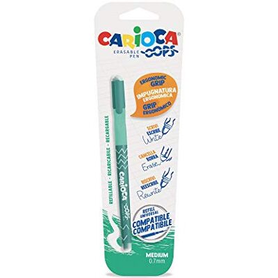CARIOCA OOPS Stylo à bille effaçable avec encre thermosensible, contient 1 stylo, parfait pour écrire, effacer et réécrire, gomme incluse Trace 0,7 mm Vert CARIOCA OOPS Stylo à bille effaçable avec encre thermosensible, contient 1 stylo, parfait pour écrire, effacer et réécrire, gomme incluse Trace 0,7 mm Vert